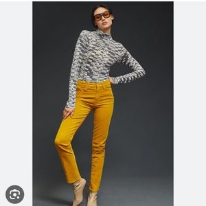 MOTHER Straight Leg Pants in Mustard Yellow